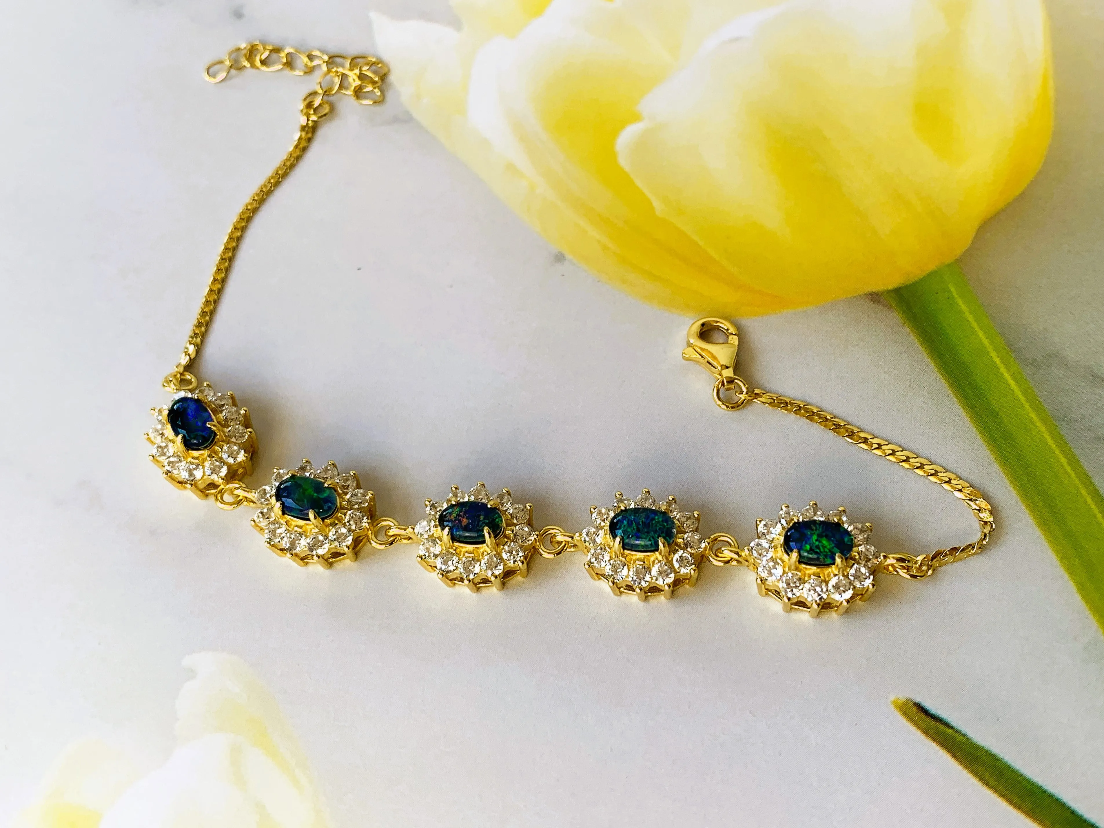 Gold plated Sterling Silver Opal bracelet