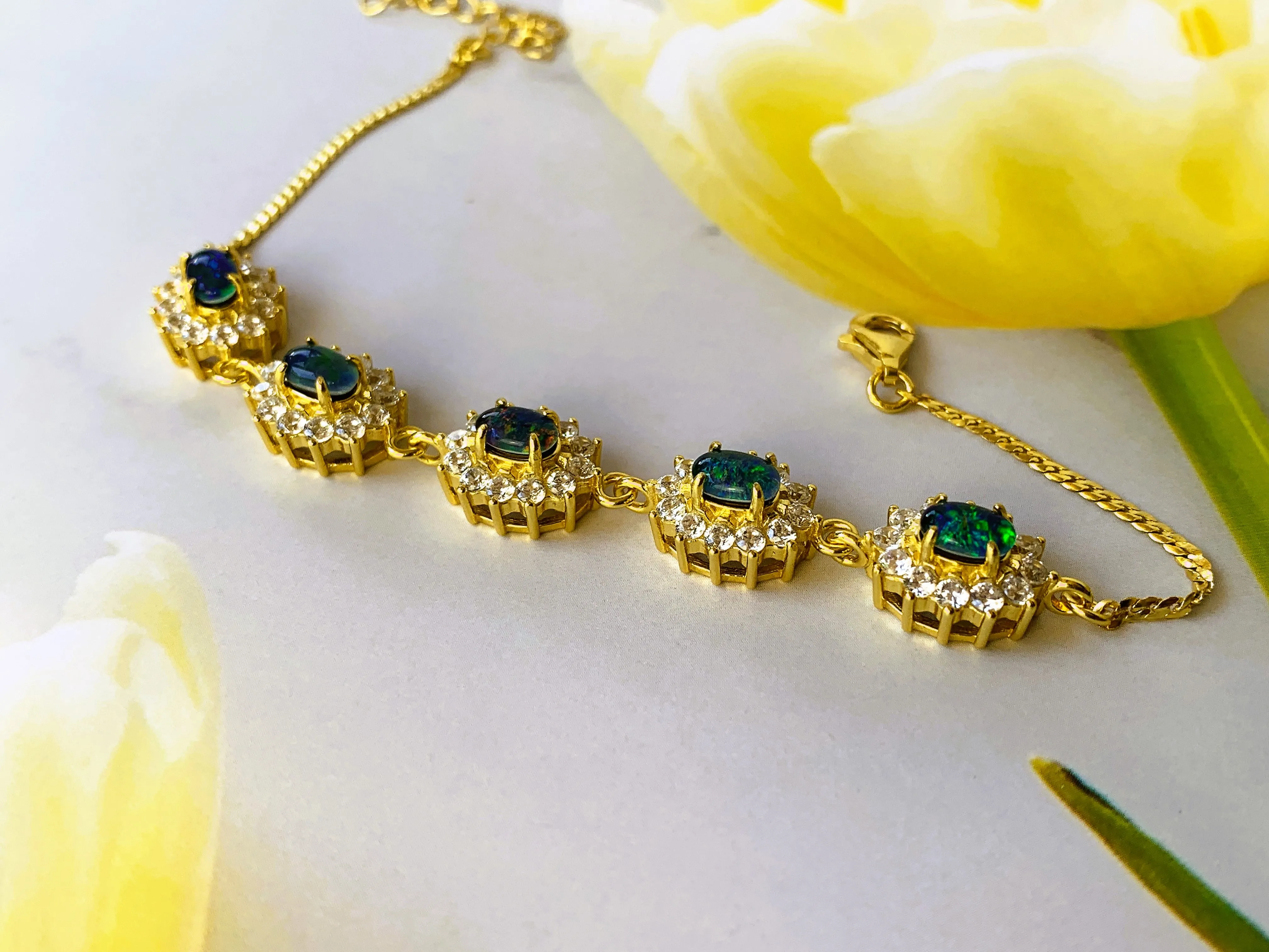 Gold plated Sterling Silver Opal bracelet