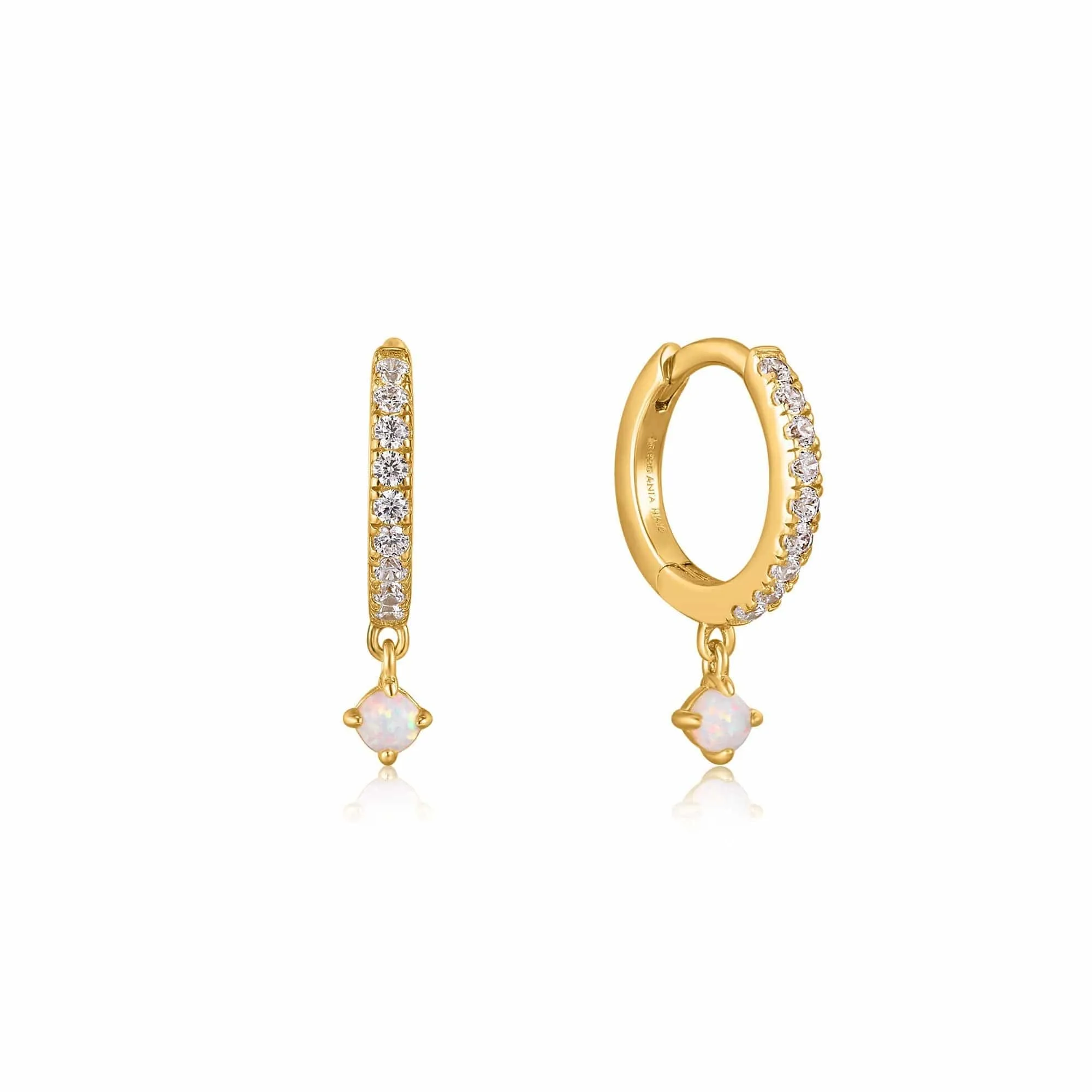 Gold Sparkle Kyoto Opal Drop Huggie Hoop Earrings