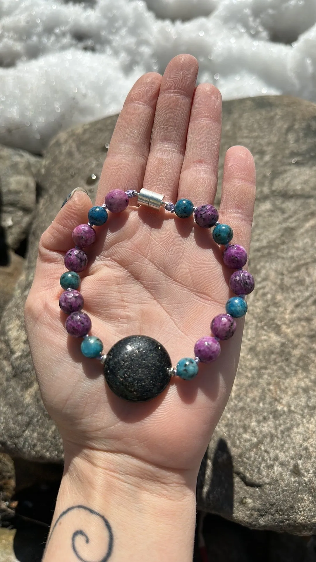 Goldstone magnetic bracelet