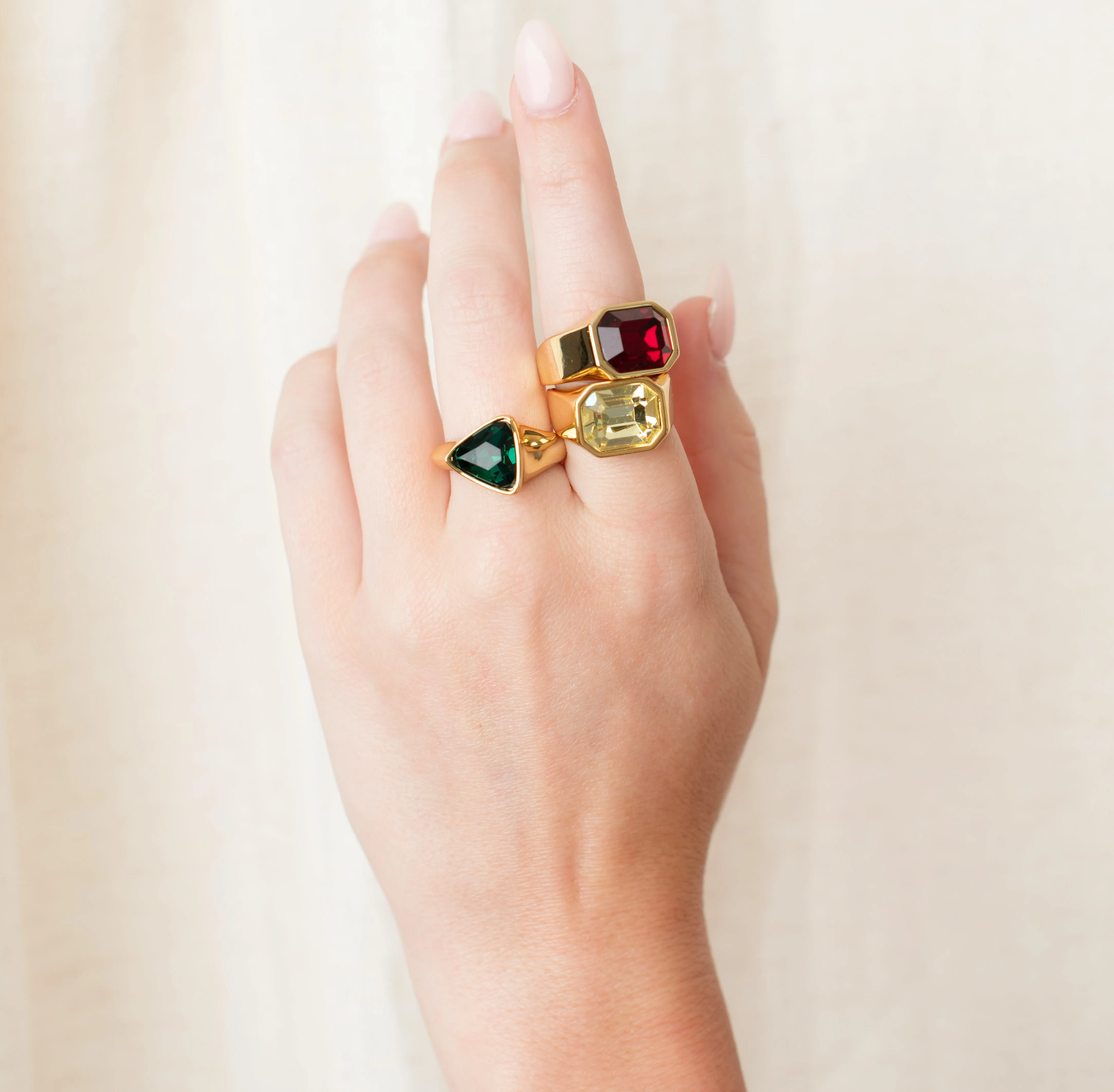 Green Triangle Stone Ring