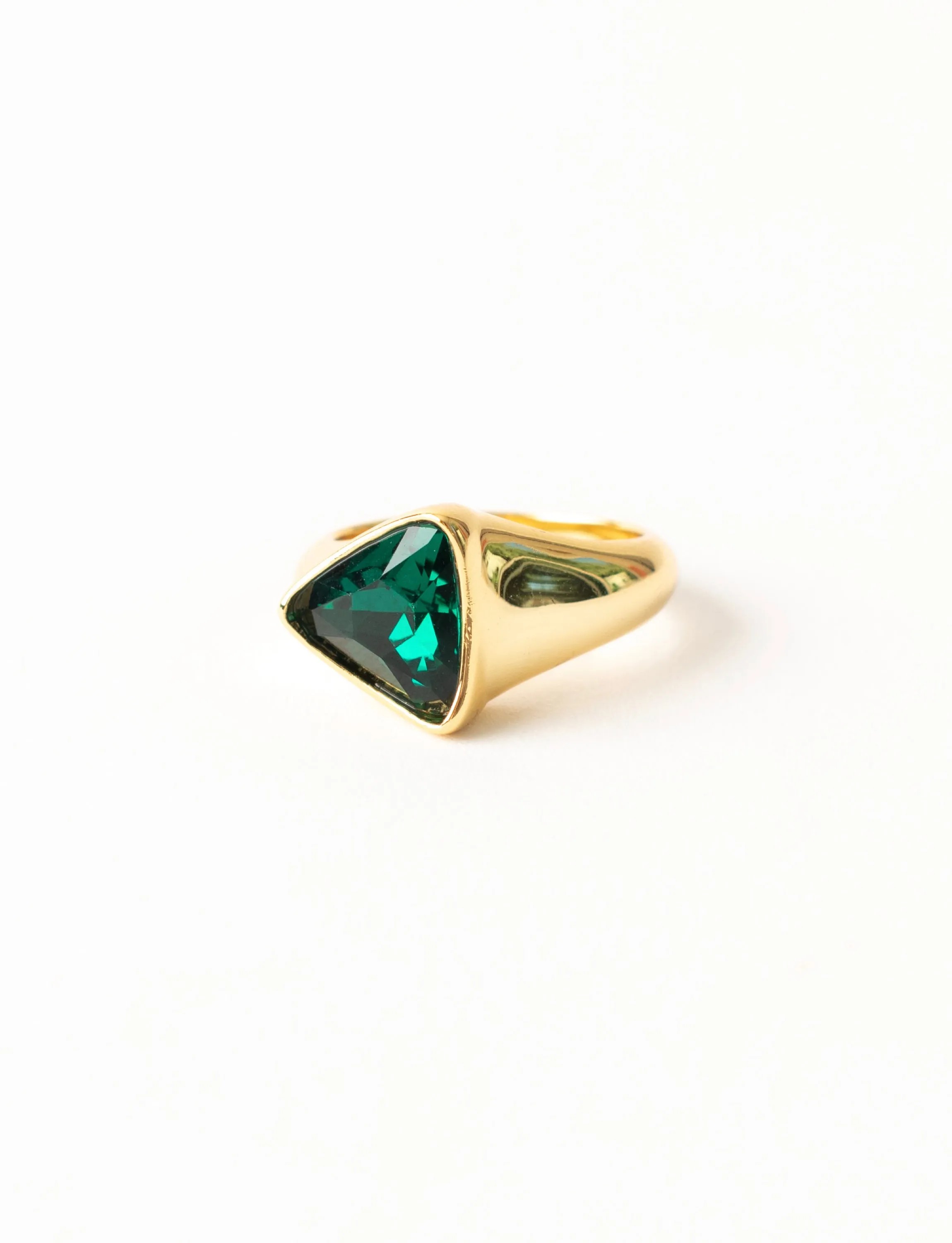 Green Triangle Stone Ring