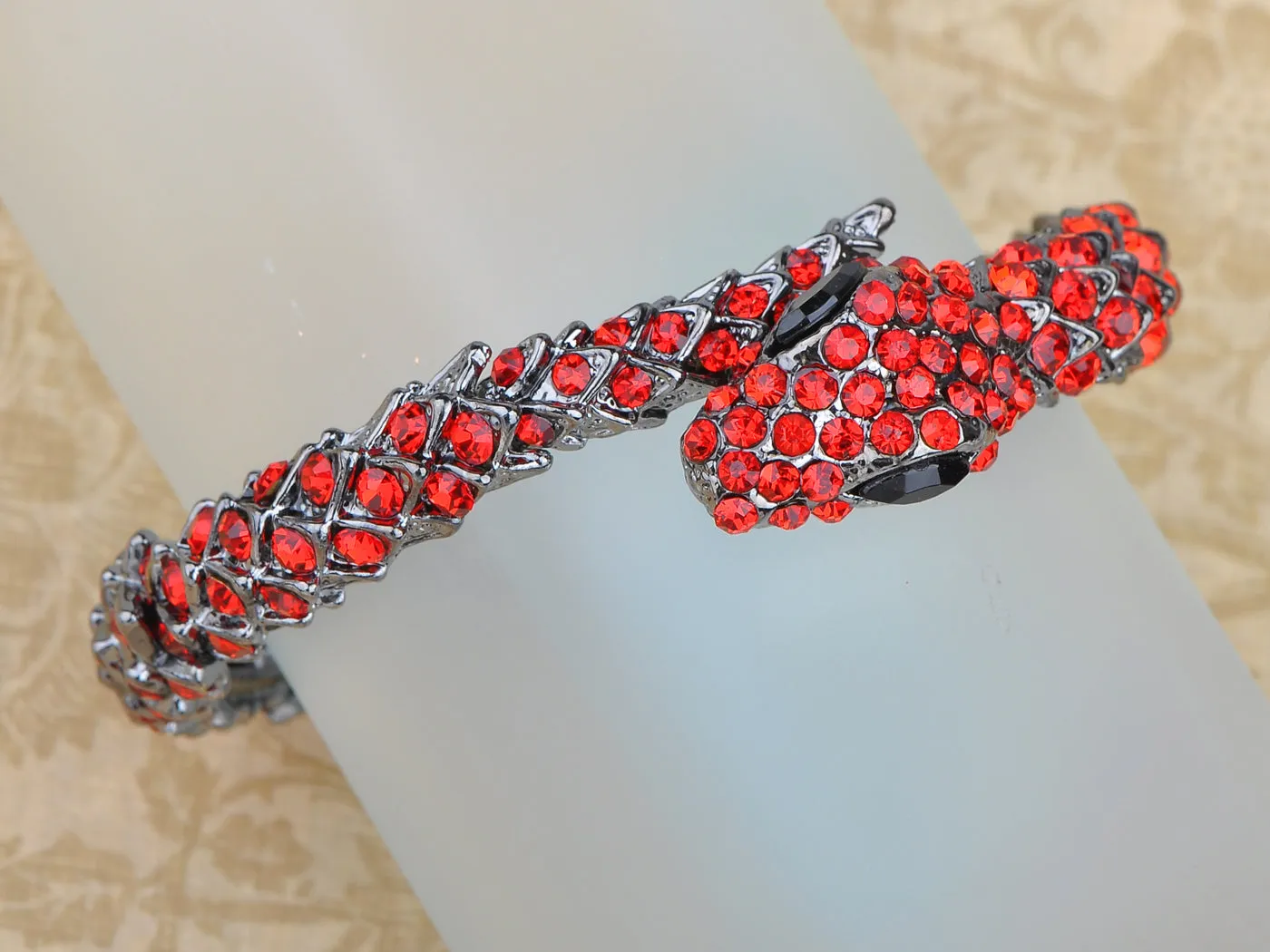 Gun Ruby Blk Gem Snake Cuff Bangle Bracelet
