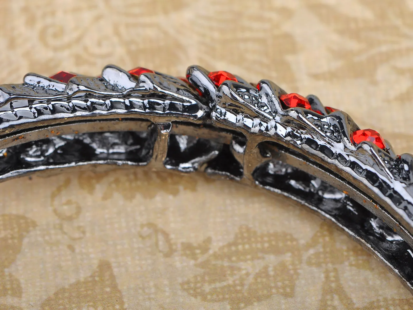 Gun Ruby Blk Gem Snake Cuff Bangle Bracelet