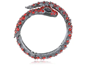 Gun Ruby Blk Gem Snake Cuff Bangle Bracelet