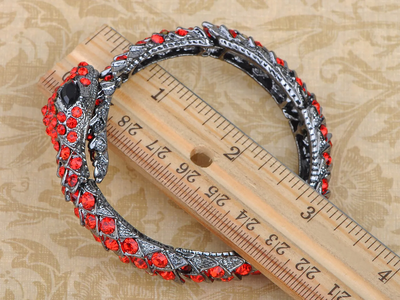 Gun Ruby Blk Gem Snake Cuff Bangle Bracelet