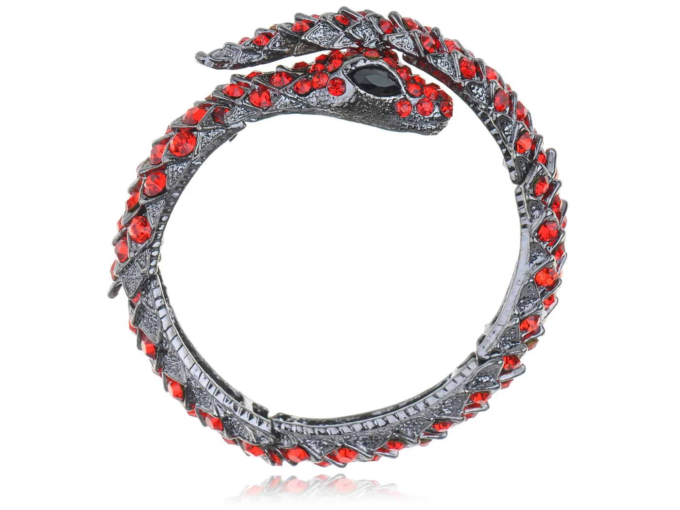 Gun Ruby Blk Gem Snake Cuff Bangle Bracelet