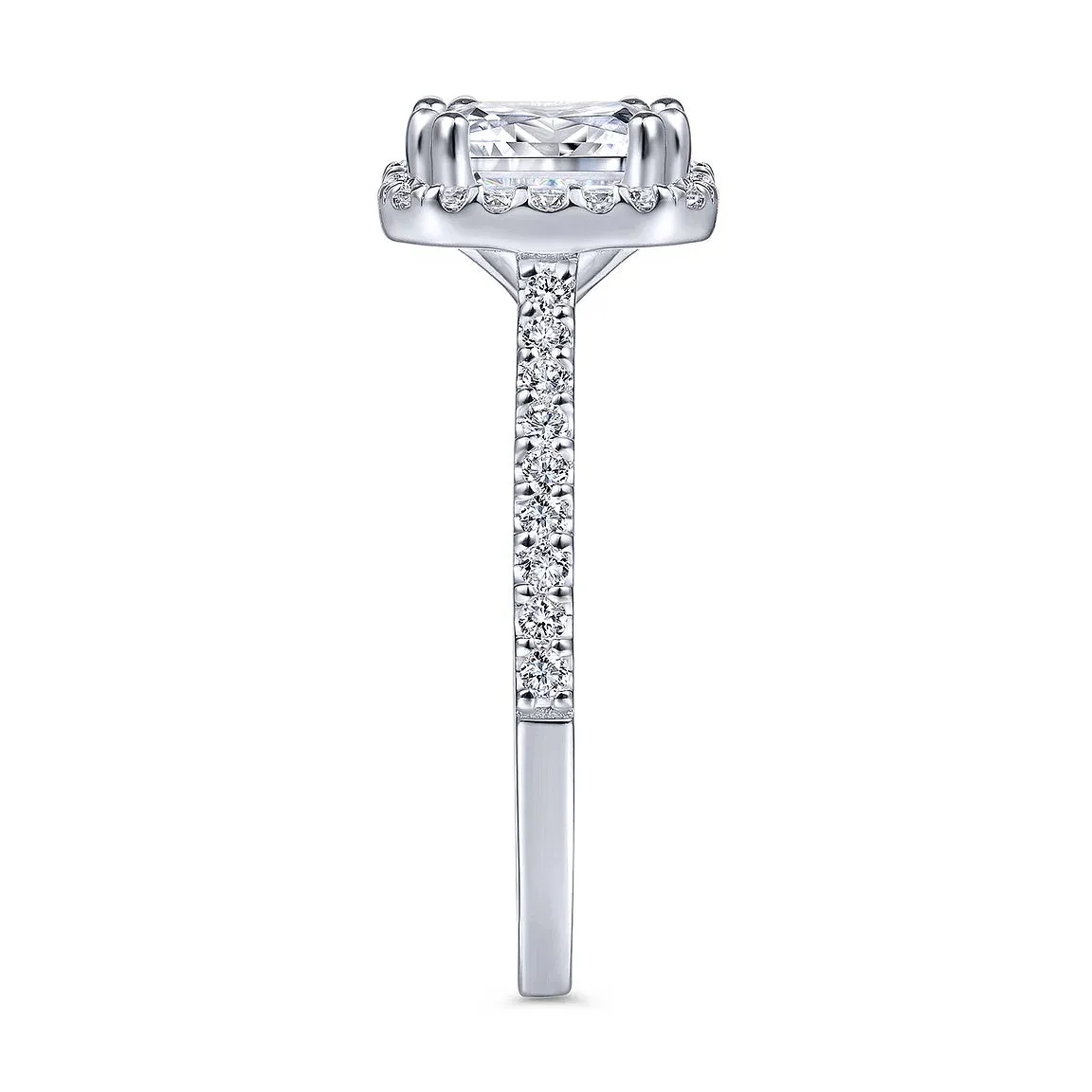 Halo Emerald Cut Diamond Engagement Mounting