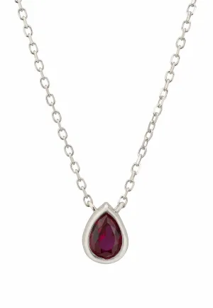 Harriett Mini Teardrop Ruby Pendant Necklace Silver