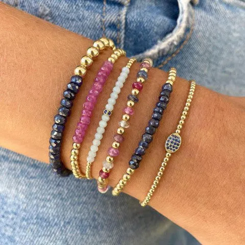 Karen Lazar Design 3mm Yellow Gold Bracelet with Pink Sapphire