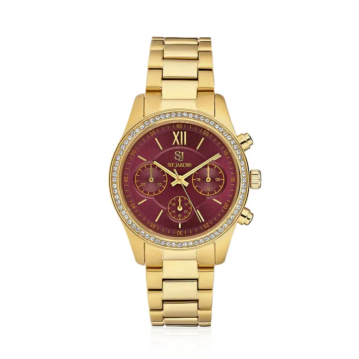 Ladies Burgundy Round Domenica Watch