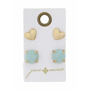 Mint & Opal Stud Set
