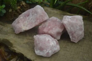 Natural Rough Pink Rose Quartz Specimens  x 4 From Namibia