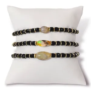 One Spinel Natural Gemstone Bracelet with Opal Centerpiece