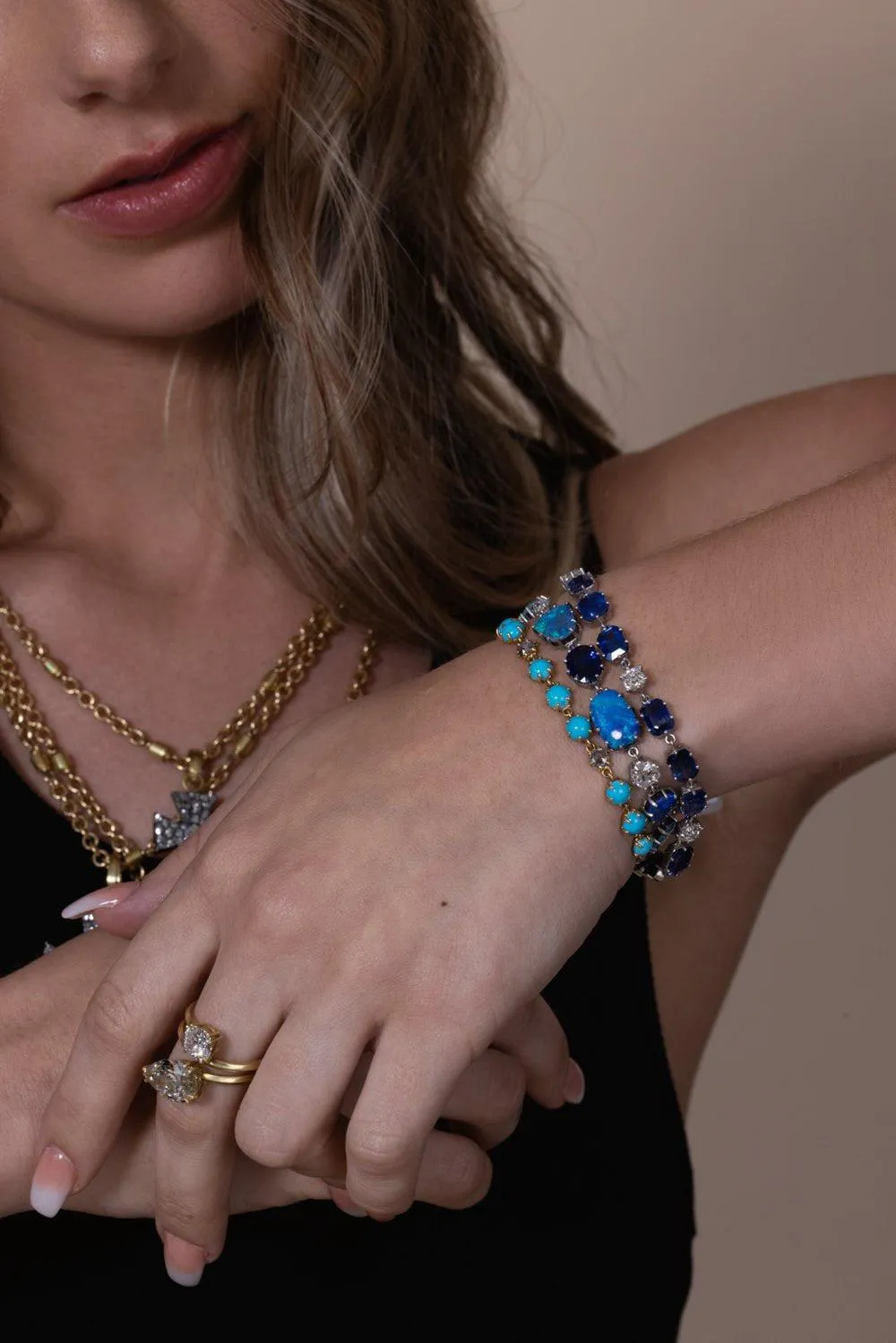 Opal Kyanite Diamond Bracelet