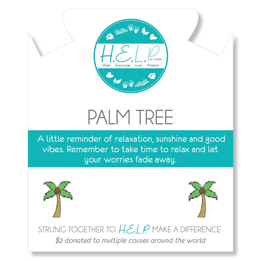 Palm Tree Enamel Charm with Blue Opal Jade Charity Bracelet