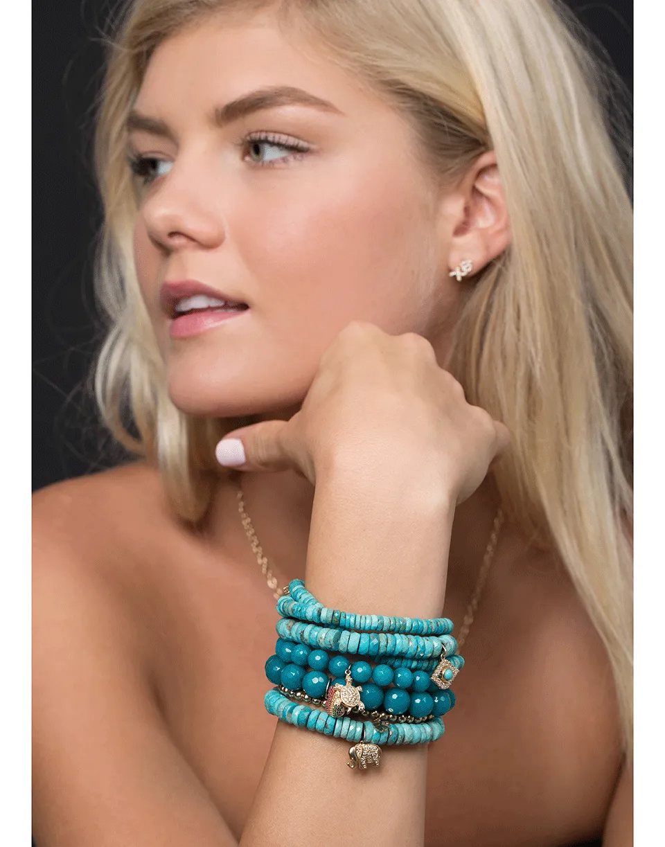 Pave Rainbow Heart Charm Bracelet