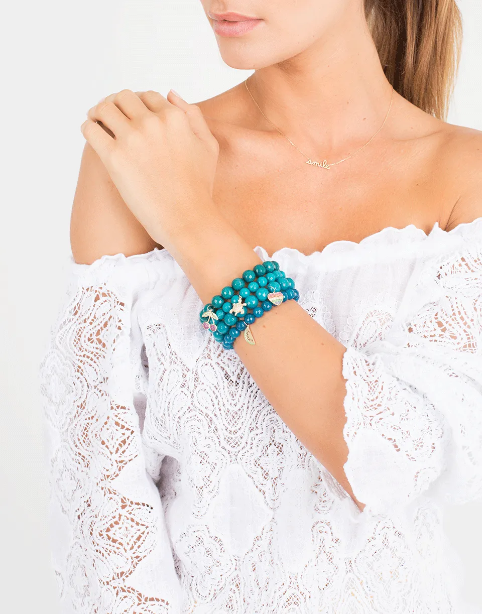 Pave Rainbow Heart Charm Bracelet