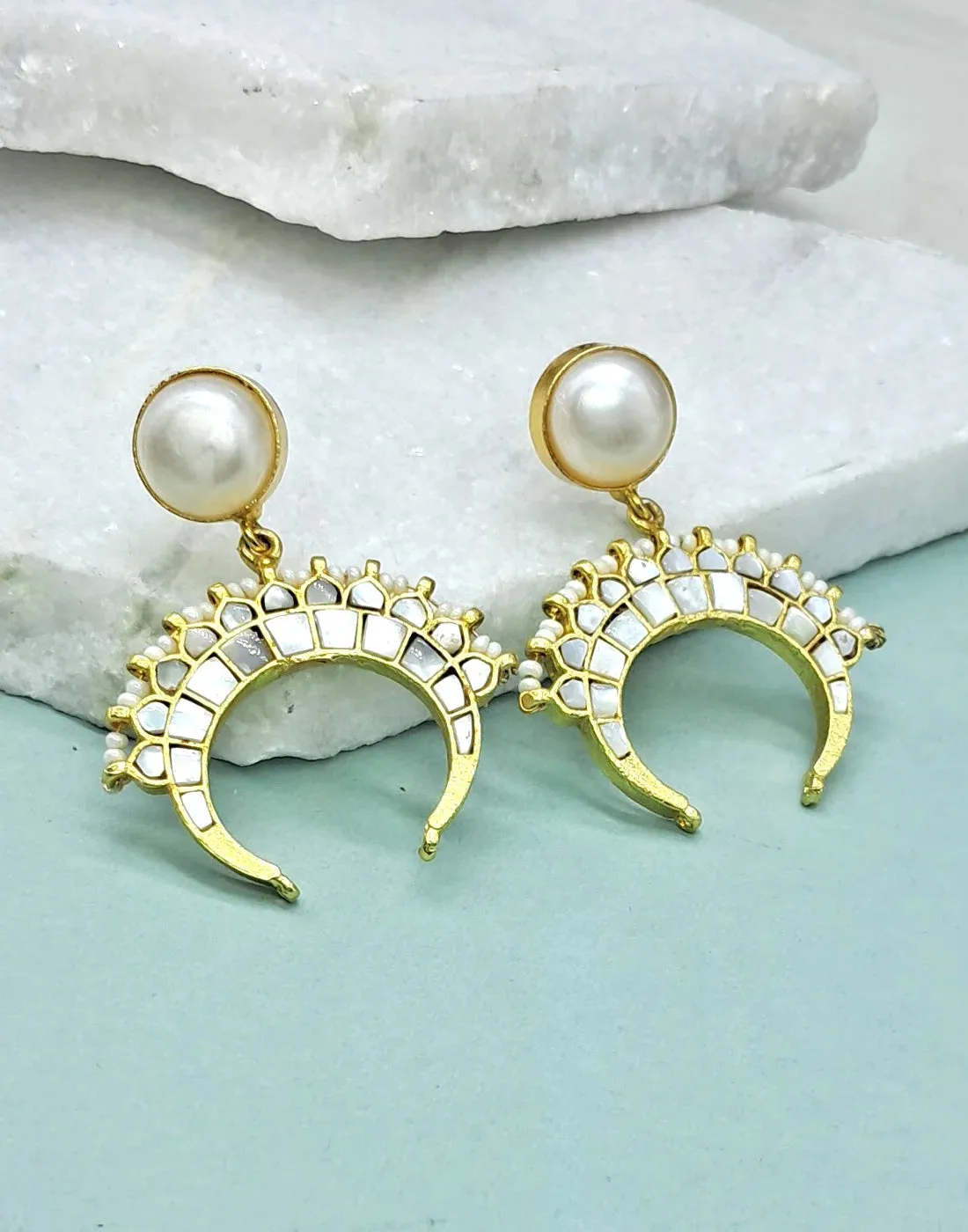 Pearl & Shell Cluster Earrings