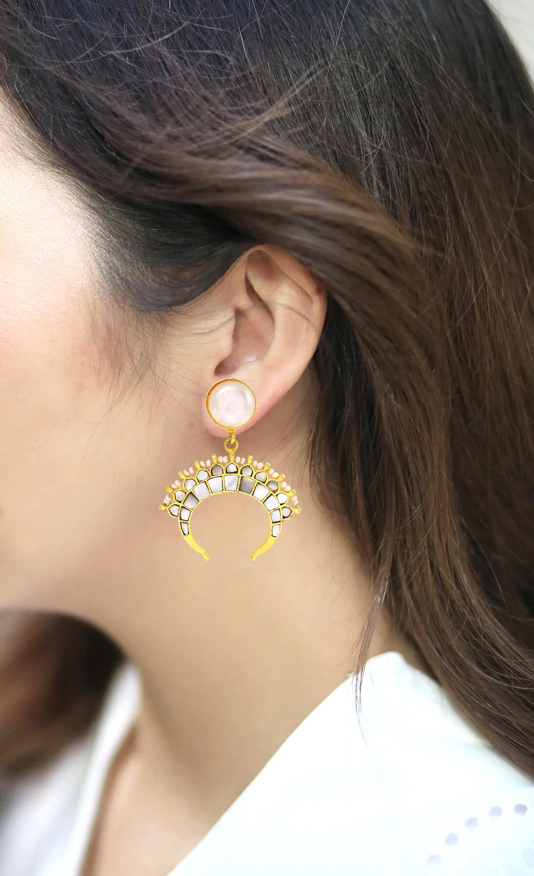 Pearl & Shell Cluster Earrings