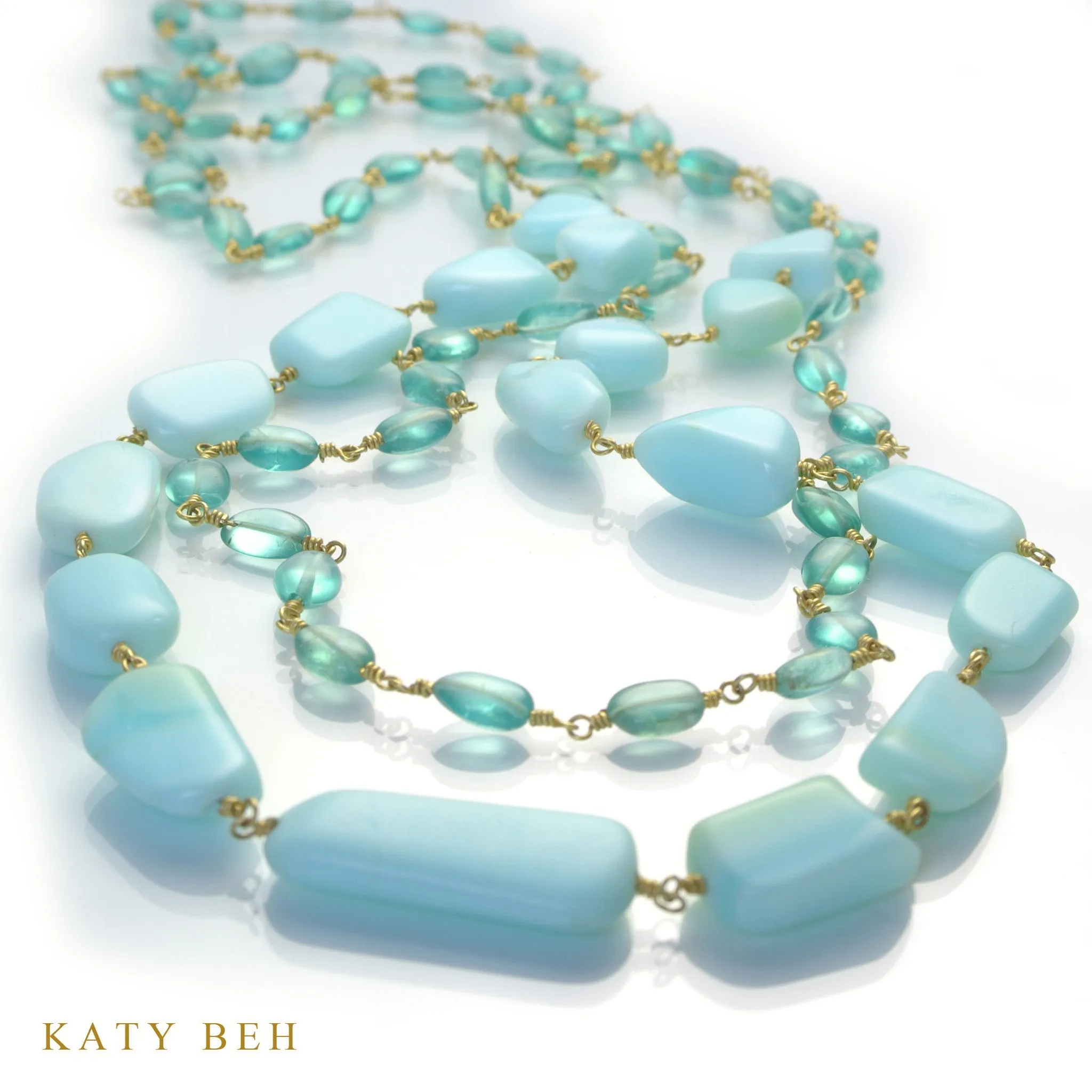 Peruvian Opal and Apatite Chain Necklace