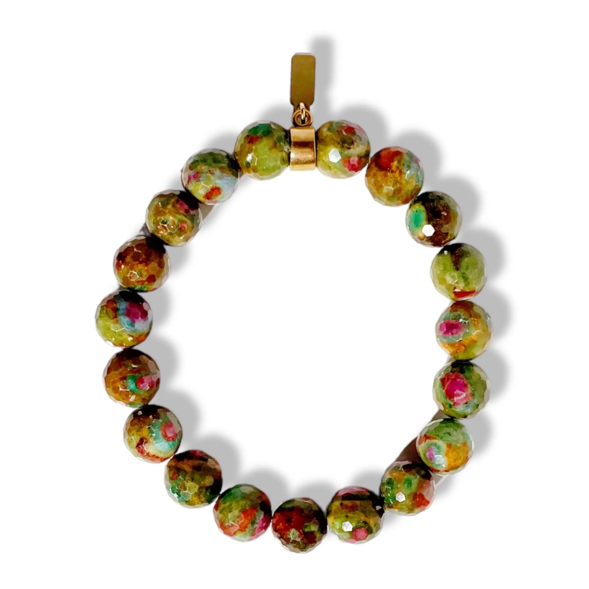 Pink and Green Ruby Natural Gemstone Bracelet