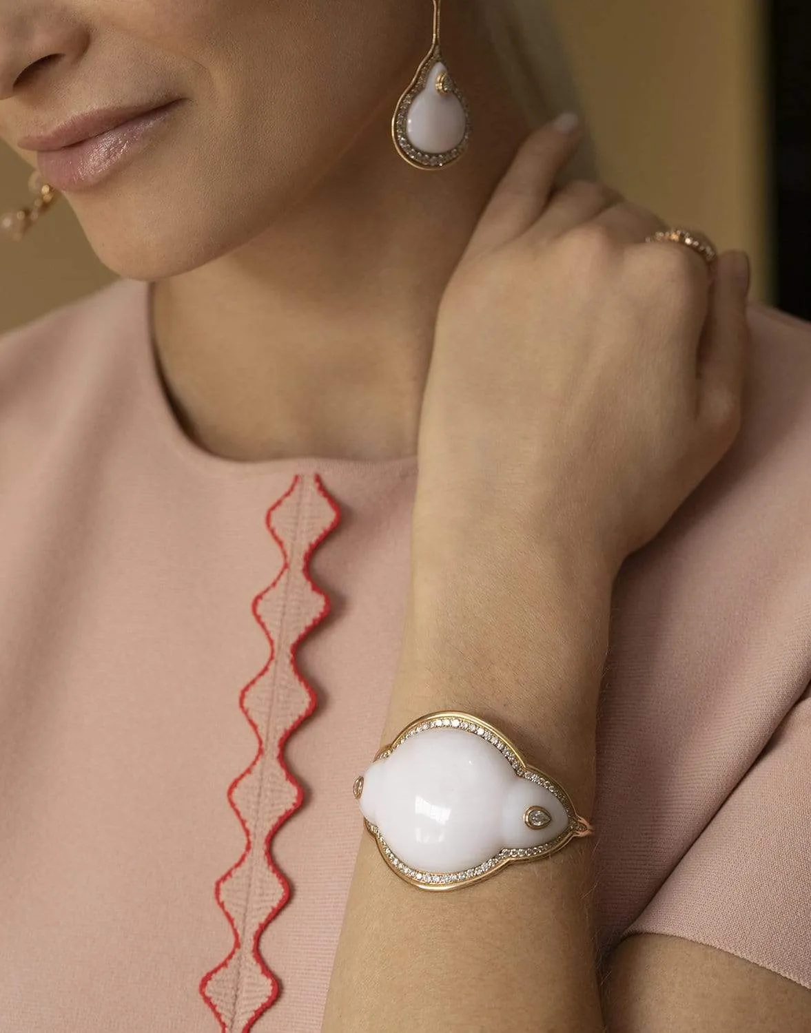 Pink Opal Fluid Droplet Bracelet