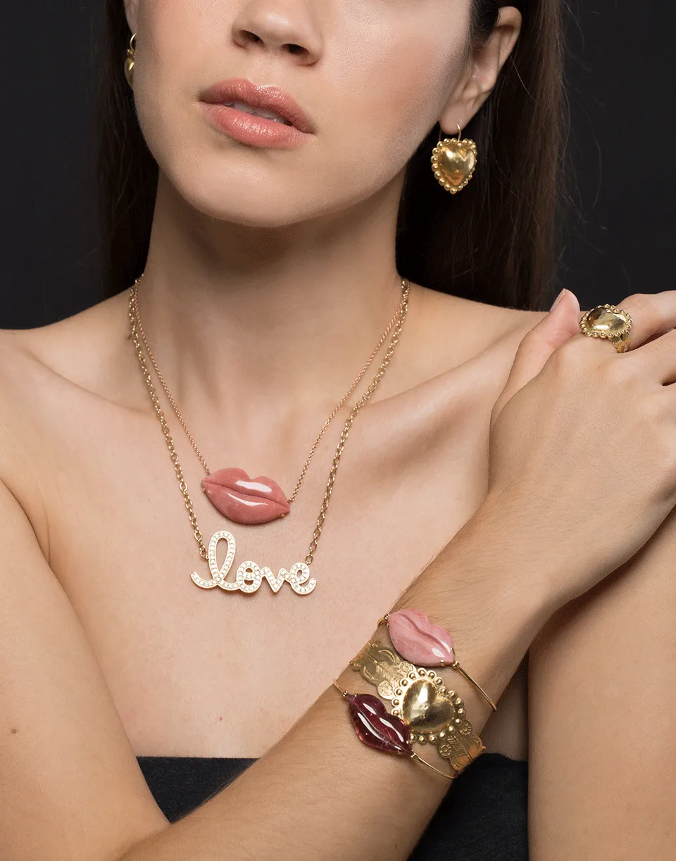 Pink Opal Lips Bracelet