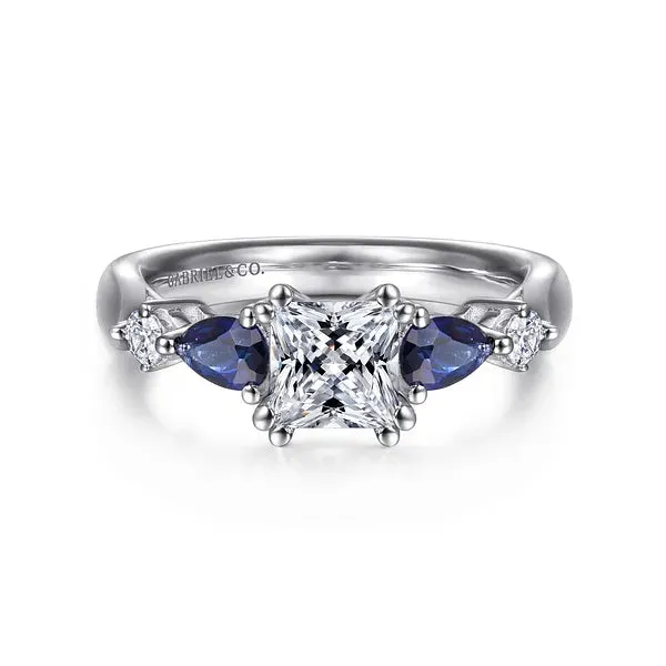Princess Cut Five Stone Sapphire and Diamond Engagement Ring Mounting