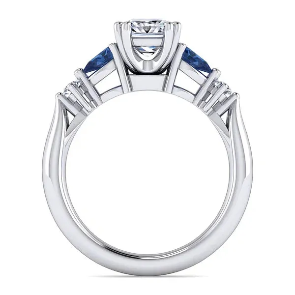 Princess Cut Five Stone Sapphire and Diamond Engagement Ring Mounting