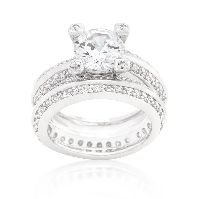 Round Cut Pave Ring Set