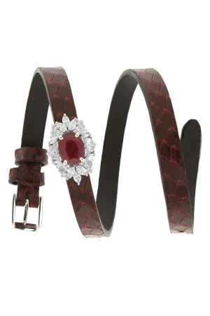 Ruby and Diamond Leather Wrap Bracelet