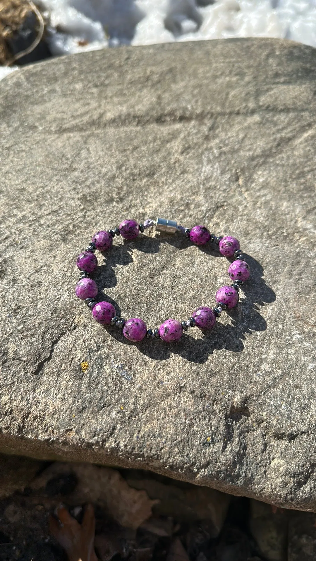 Ruby in zoisite magnetic bracelet
