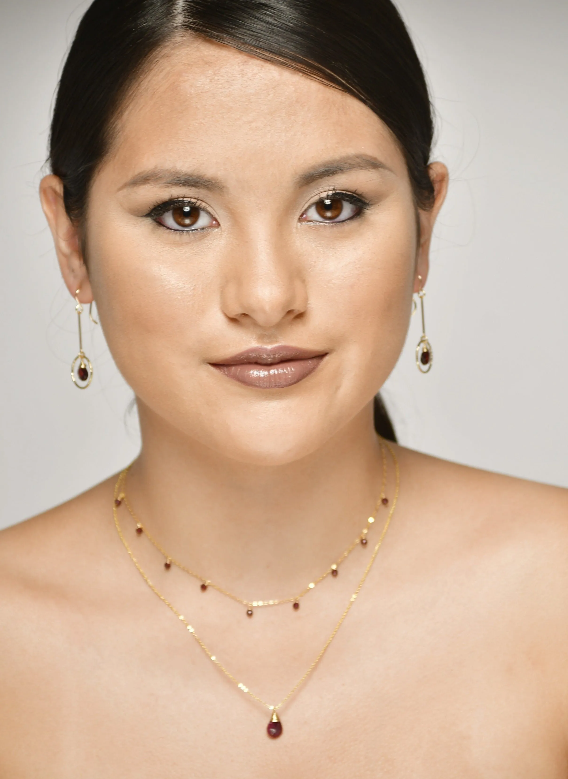 Ruby Pear Wrapped Briolette Necklace