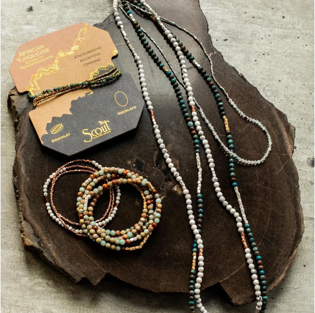 Scout Delicate Stone Wrap Bracelet / Necklace - Howlite Stone Of Harmony