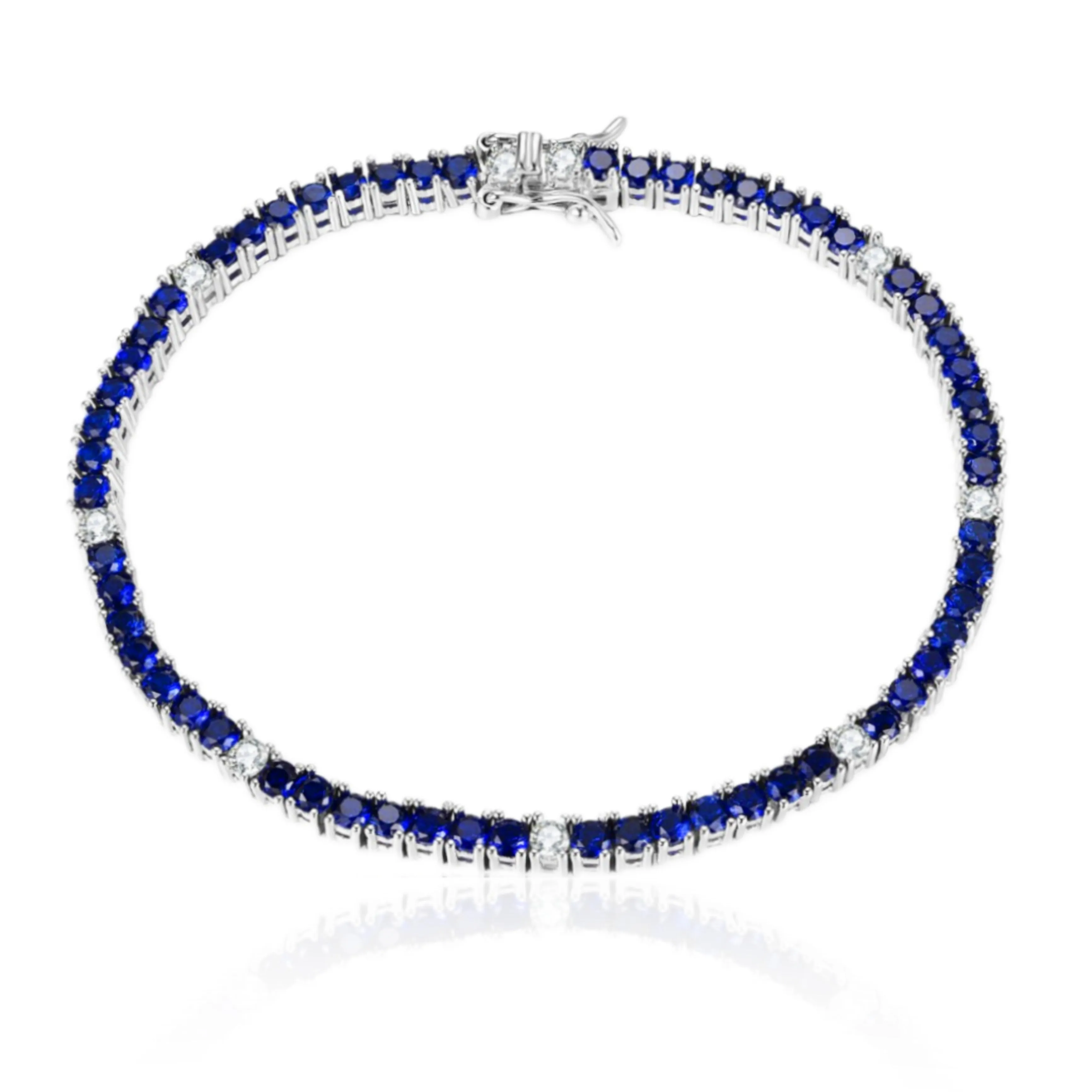 Sterling Silver Sapphire Colored CZ Stone Bracelets