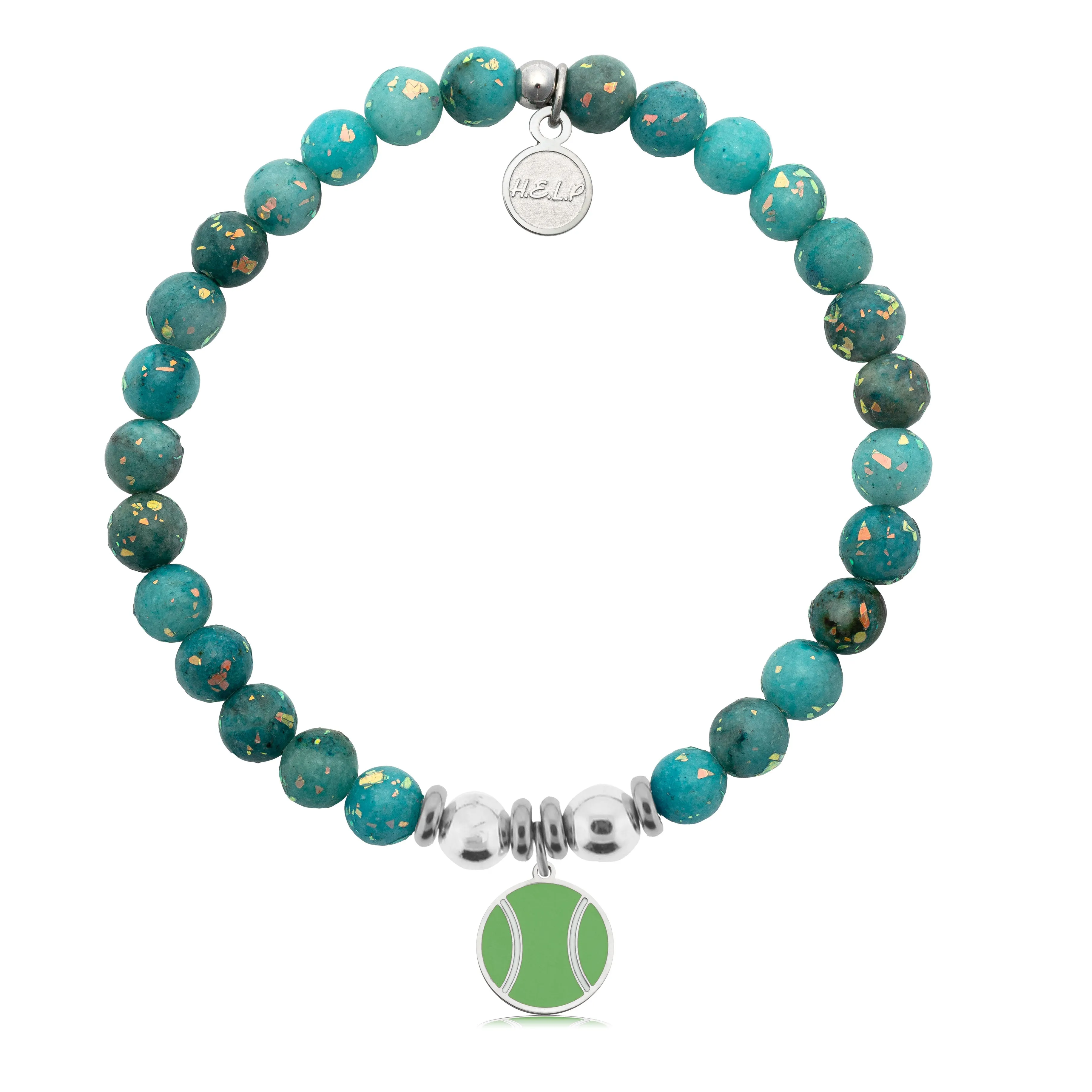 Tennis Charm with Blue Opal Jade Charity Bracelet