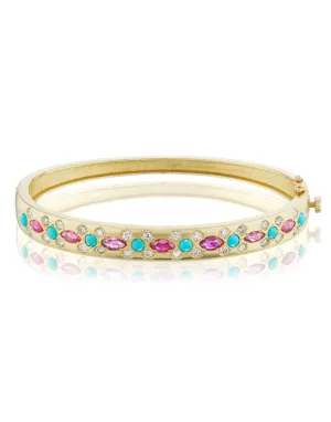 Turquoise Ruby and Diamond Bangle