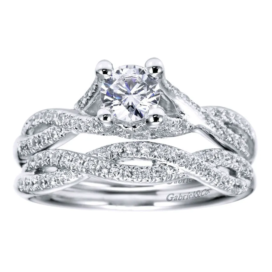 Twisted Shank Diamond Halo Engagement Ring