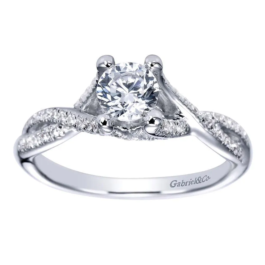 Twisted Shank Diamond Halo Engagement Ring