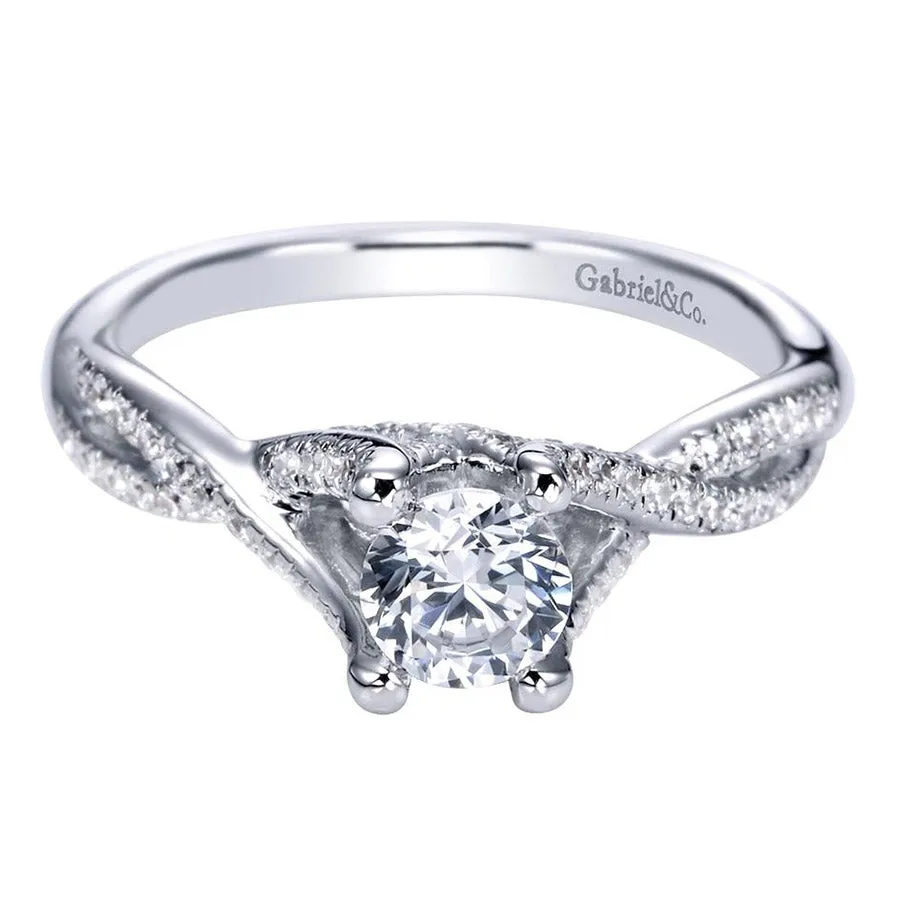 Twisted Shank Diamond Halo Engagement Ring