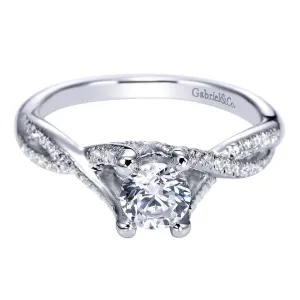 Twisted Shank Diamond Halo Engagement Ring