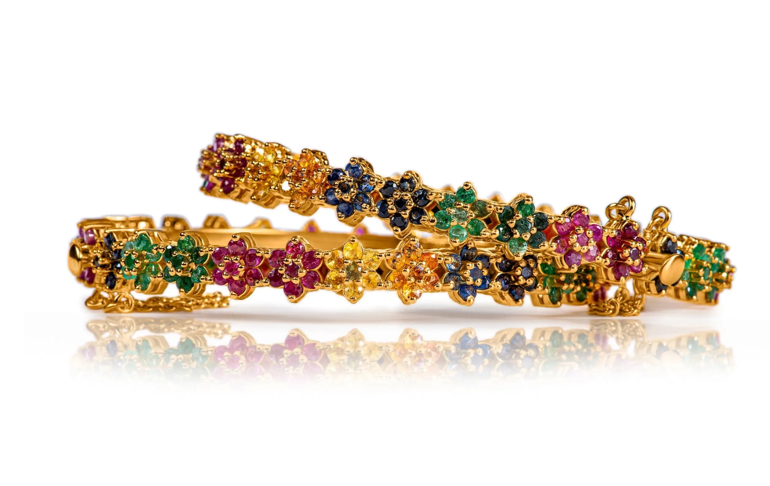 TWO TONE STONE BANGLE