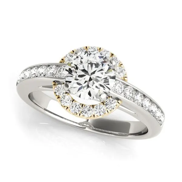 Two Tone Yellow Gold Diamond Halo Engagement Ring Mounting