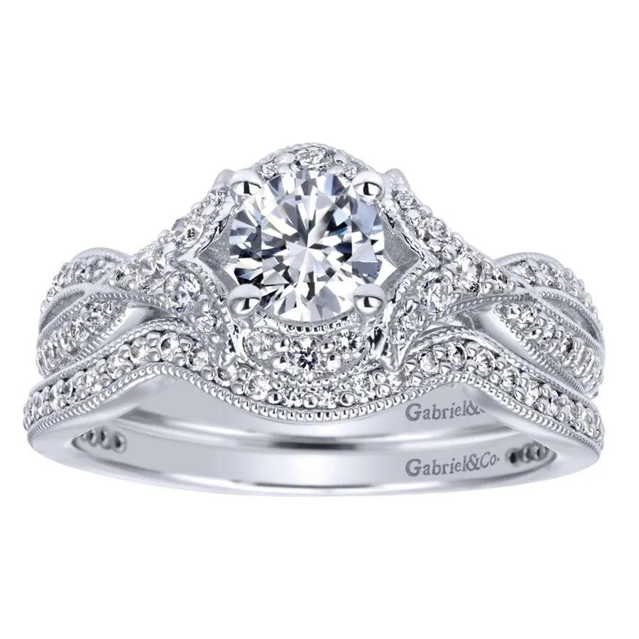 Vintage Halo White Gold Diamond Engagement Ring