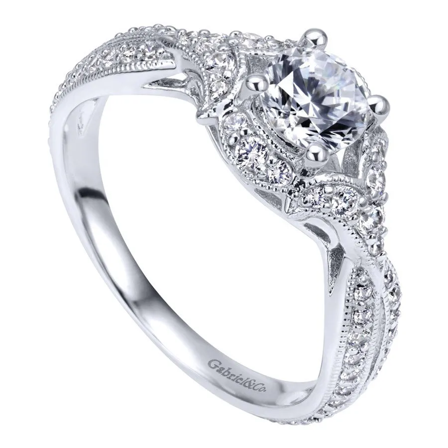 Vintage Halo White Gold Diamond Engagement Ring
