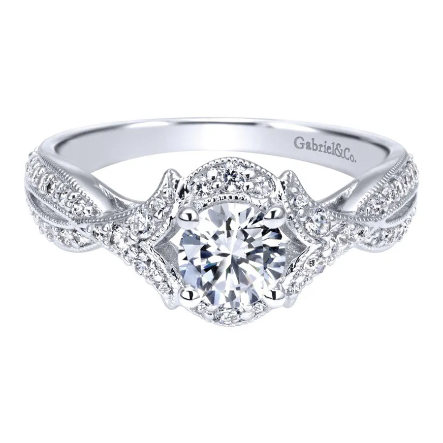 Vintage Halo White Gold Diamond Engagement Ring