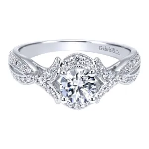 Vintage Halo White Gold Diamond Engagement Ring