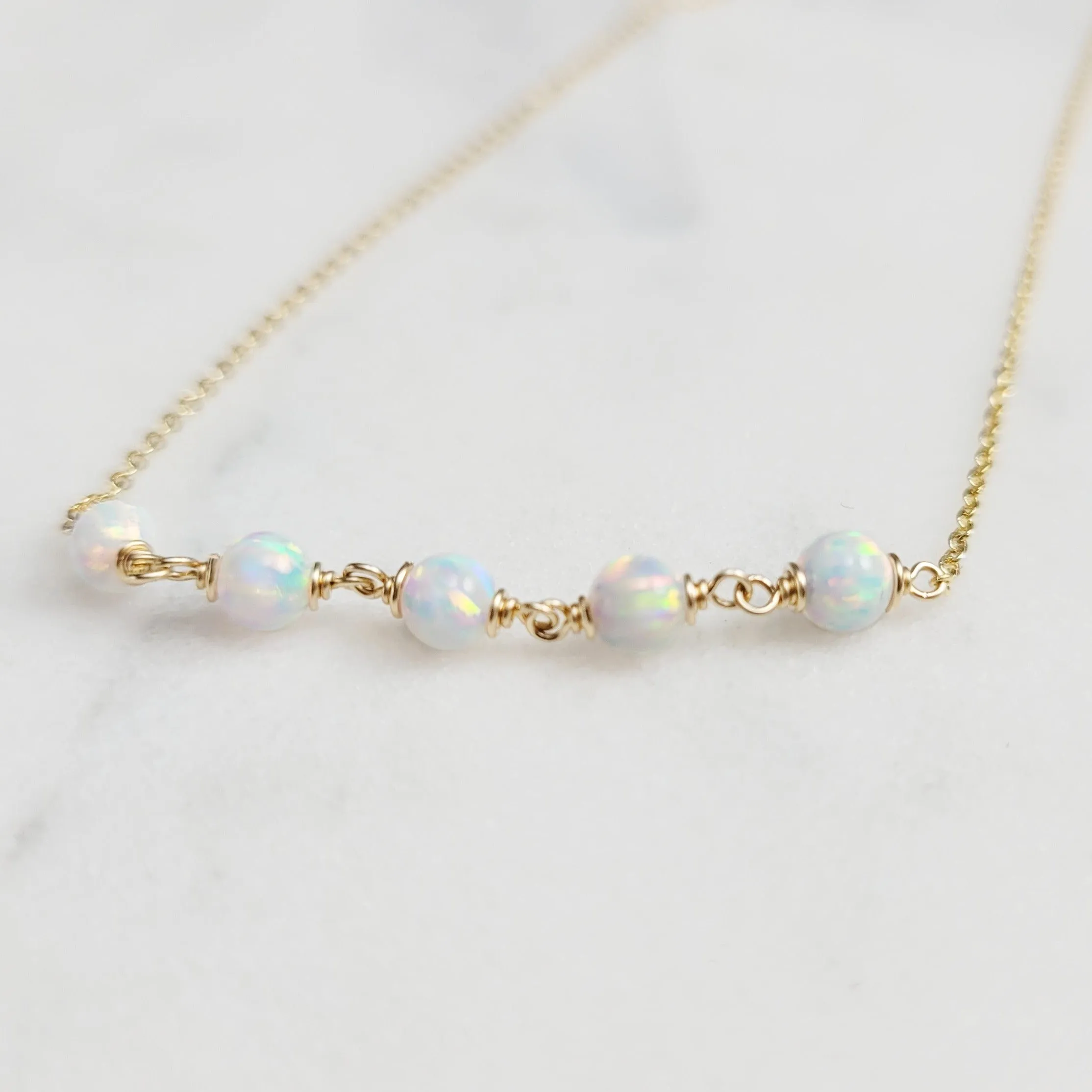 White Opal Beaded Necklace