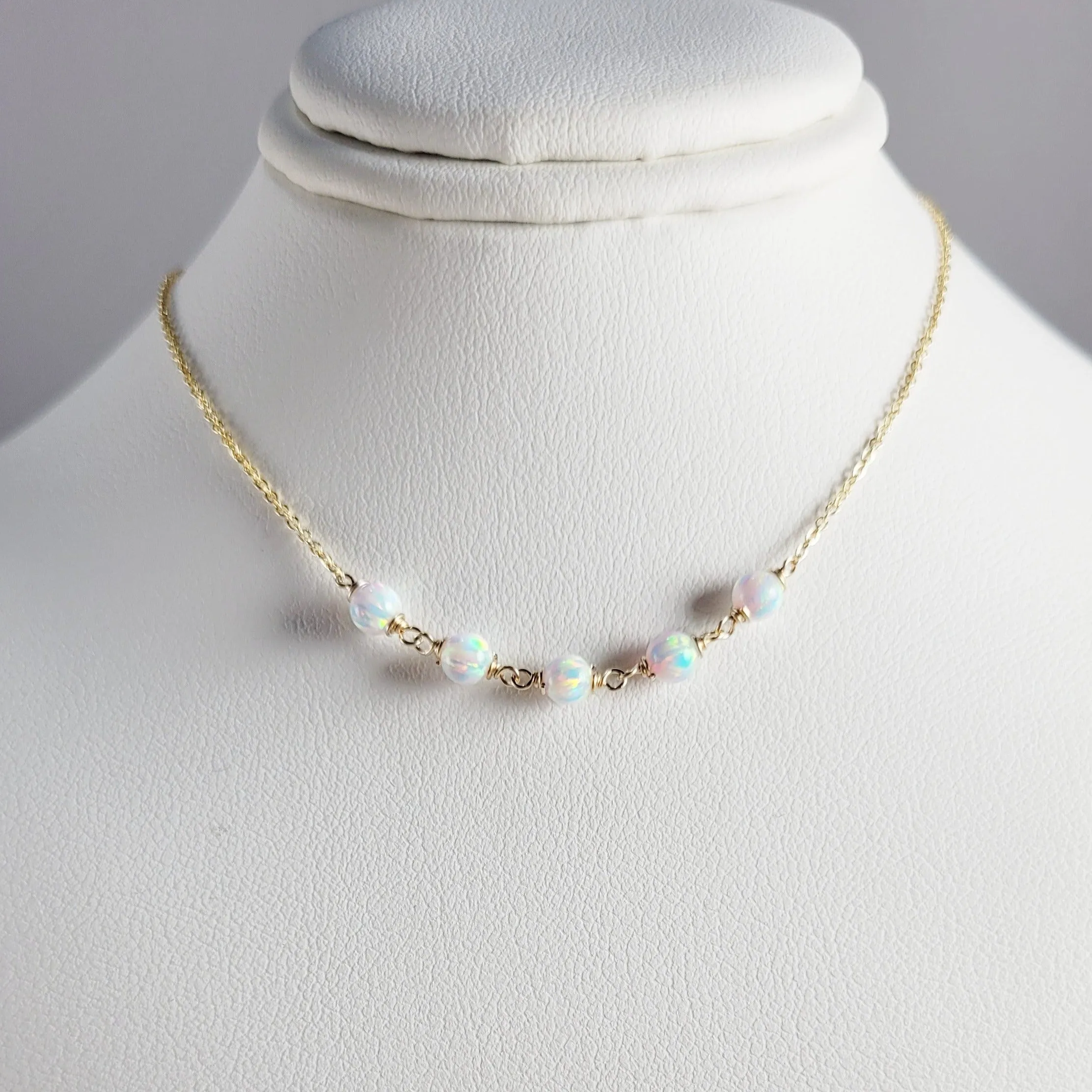 White Opal Beaded Necklace